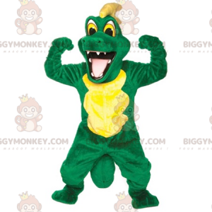 Groene en gele krokodil BIGGYMONKEY™ mascottekostuum -