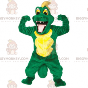Vihreä ja keltainen krokotiilin BIGGYMONKEY™ maskottiasu -