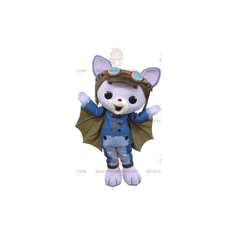 BIGGYMONKEY™ Costume da mascotte Gatto viola con ali di