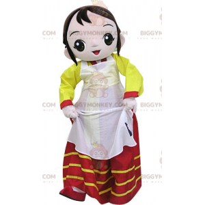 Fantasia de mascote feminina BIGGYMONKEY™ com vestido colorido