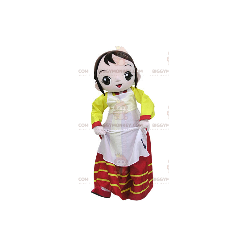 Fantasia de mascote feminina BIGGYMONKEY™ com vestido colorido