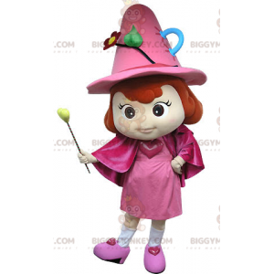 BIGGYMONKEY™ Costume da mascotte da fata rosa con cappello e