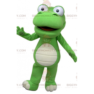 Costume de mascotte BIGGYMONKEY™ de crocodile vert et blanc