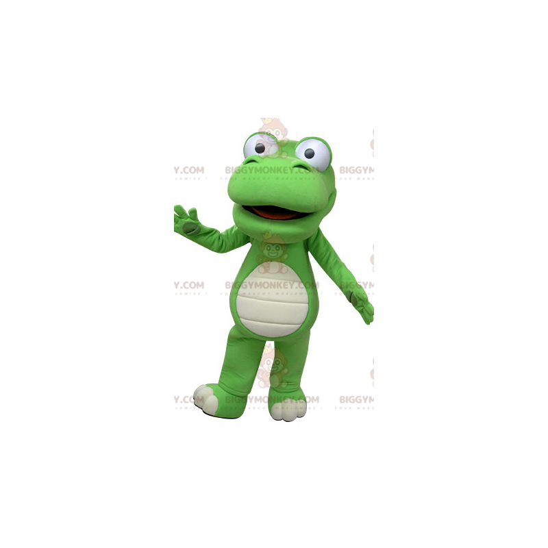 Costume de mascotte BIGGYMONKEY™ de crocodile vert et blanc