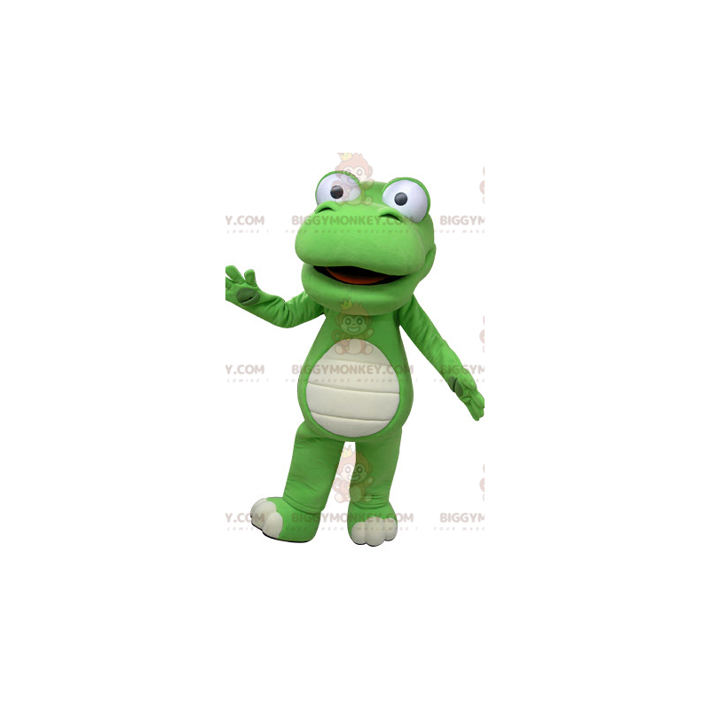 Jättegrön och vit krokodil BIGGYMONKEY™ maskotdräkt -