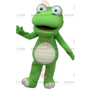 Costume de mascotte BIGGYMONKEY™ de crocodile vert et blanc