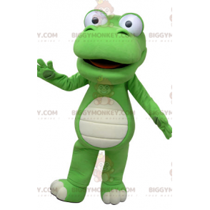 Disfraz de mascota Cocodrilo gigante verde y blanco