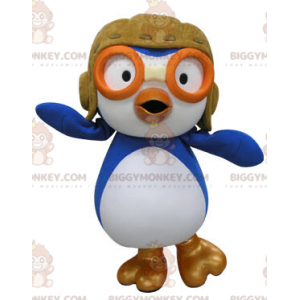 Blauw-witte BIGGYMONKEY™-mascottekostuum in