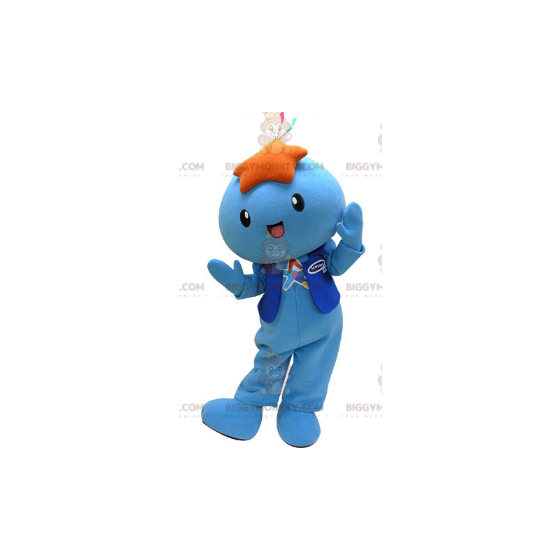 Snowman mascot with a blue suit and sunglasses - Sizes L (175-180CM)