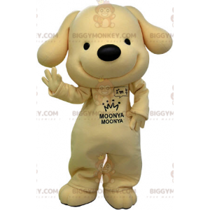 Mycket leende gul och svart hund BIGGYMONKEY™ maskotdräkt -