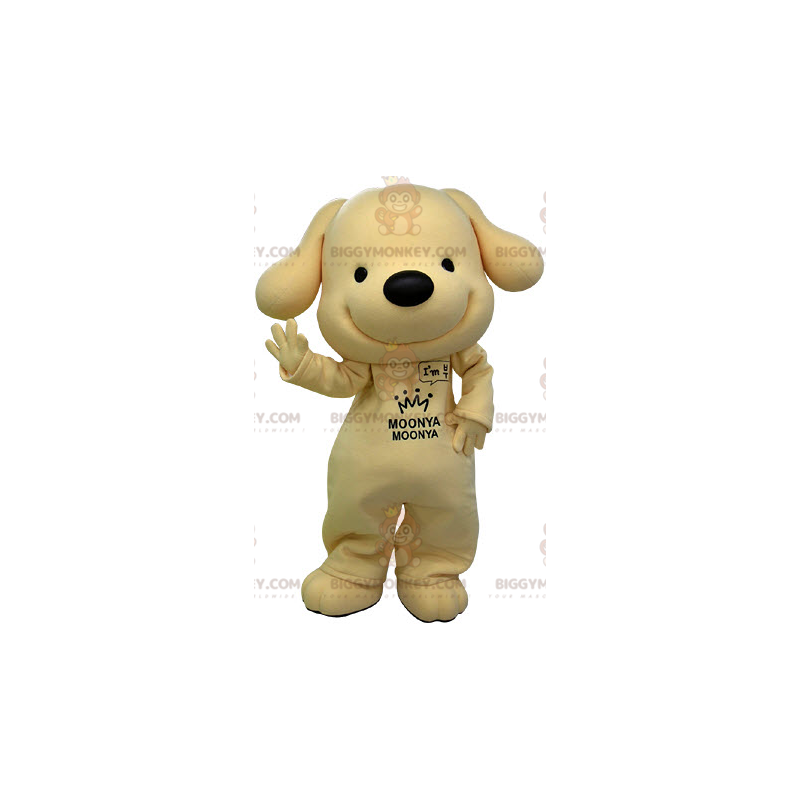 Traje de mascote BIGGYMONKEY™ de cachorro amarelo e preto muito