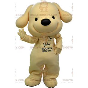 Zeer lachende gele en zwarte hond BIGGYMONKEY™ mascottekostuum