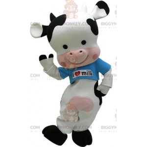 Kostium maskotki BIGGYMONKEY™ Czarno-biało-różowa krowa z