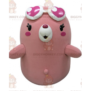 Funny Plump Mole Pink and White Bear Mascot Costume