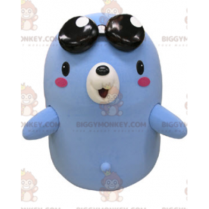 Blau-weißer Maulwurfsbär BIGGYMONKEY™ Maskottchen-Kostüm mit