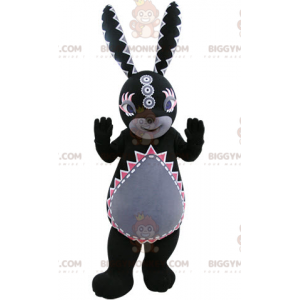 Kostým černošedého králíka BIGGYMONKEY™ maskota s barevnými