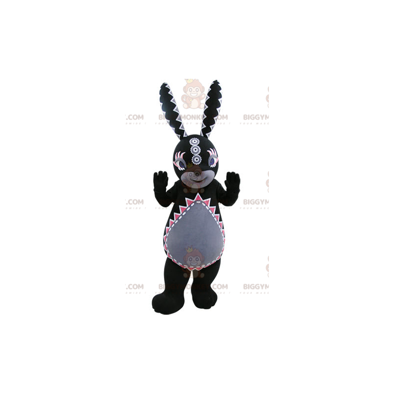 Black and Gray Rabbit BIGGYMONKEY™ Mascot Costume with Colorful