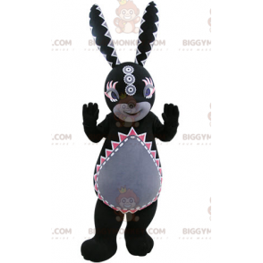 Costume de mascotte BIGGYMONKEY™ de lapin noir et gris avec des