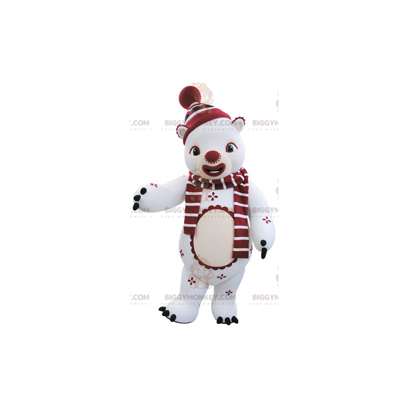 Disfraz de mascota BIGGYMONKEY™ Oso de peluche blanco y rojo