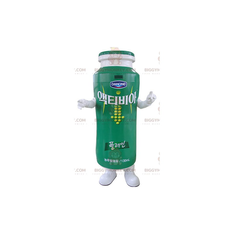 Grün-weißer Trinkjoghurt BIGGYMONKEY™ Maskottchen-Kostüm.