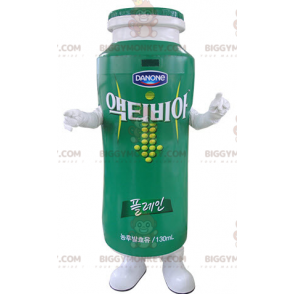Costume de mascotte BIGGYMONKEY™ de yaourt à boire vert et
