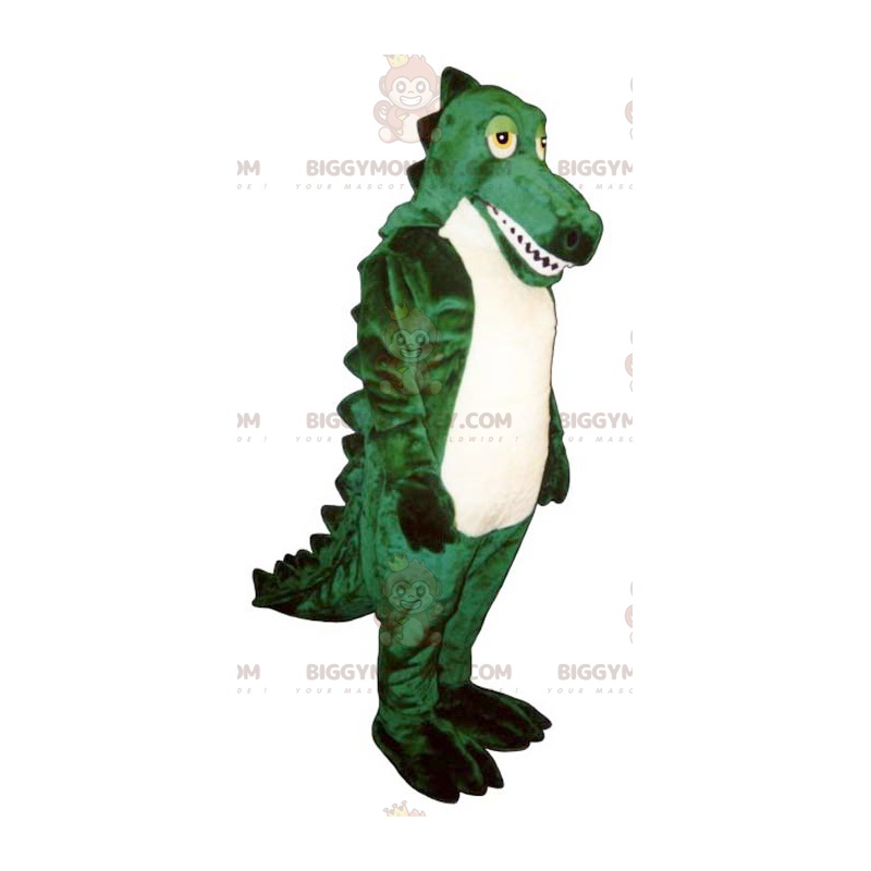 Traje de mascote de crocodilo verde e branco BIGGYMONKEY™ –