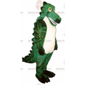 Costume de mascotte BIGGYMONKEY™ de crocodile vert et blanc -