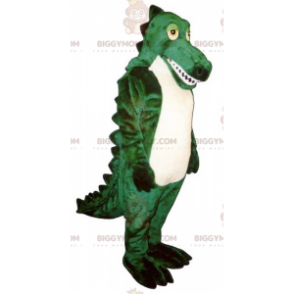 Vihreä ja valkoinen krokotiili BIGGYMONKEY™ maskottiasu -