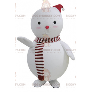 Kostým bíločerveného sněhuláka BIGGYMONKEY™ maskota –