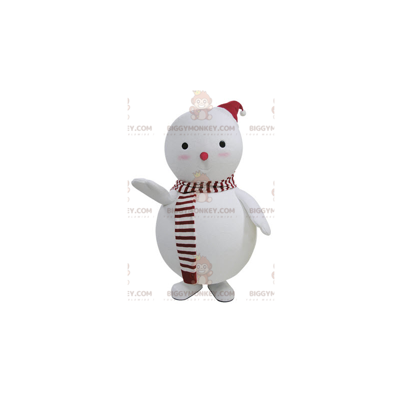 Disfraz de mascota muñeco de nieve blanco y rojo BIGGYMONKEY™ -