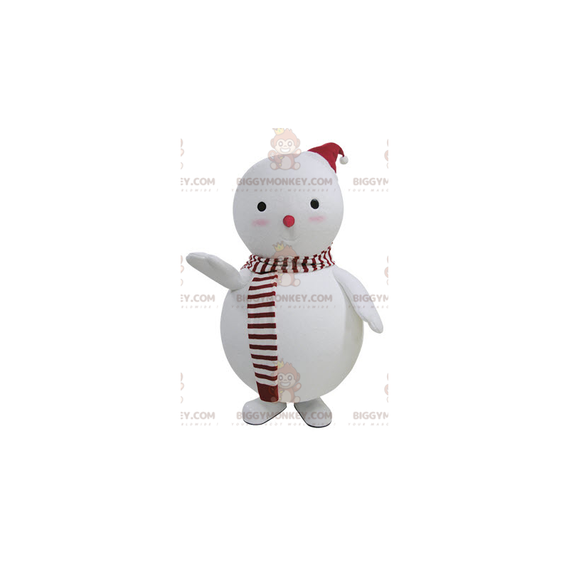 Traje de mascote de boneco de neve branco e vermelho