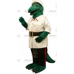 Green Crocodile BIGGYMONKEY™ Mascot Costume Dressed As Explorer