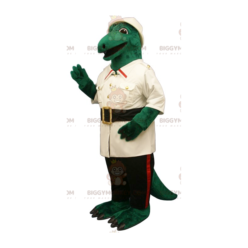 Costume de mascotte BIGGYMONKEY™ de crocodile vert habillé en