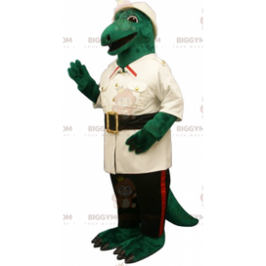 Green Crocodile BIGGYMONKEY™ Mascot Costume Dressed As Explorer