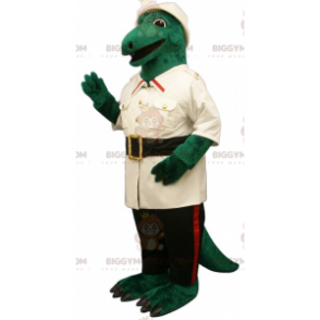 Vihreä krokotiili BIGGYMONKEY™ maskottiasu, joka on pukeutunut