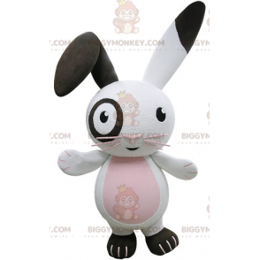 Very Fun White Pink and Black Rabbit BIGGYMONKEY™ Mascot