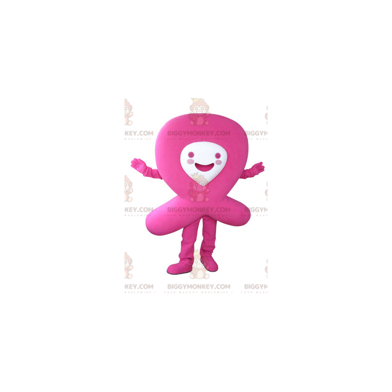 BIGGYMONKEY™-mascottekostuum met roze lint. Aids rood lint -