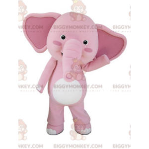 Costume de mascotte BIGGYMONKEY™ d'éléphant rose et blanc géant