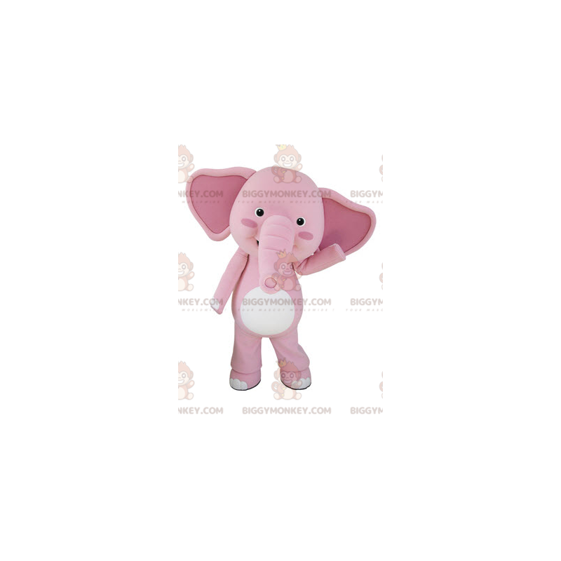 Costume de mascotte BIGGYMONKEY™ d'éléphant rose et blanc géant