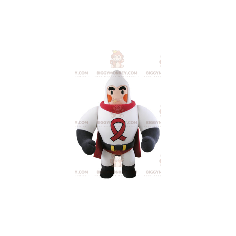 Muscle Superhero BIGGYMONKEY™ Mascot Costume Dressed in White