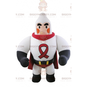 Gespierde superheld BIGGYMONKEY™ mascottekostuum gekleed in wit