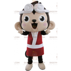 BIGGYMONKEY™ maskotdräkt av brun och rosa apa klädd i kimono -