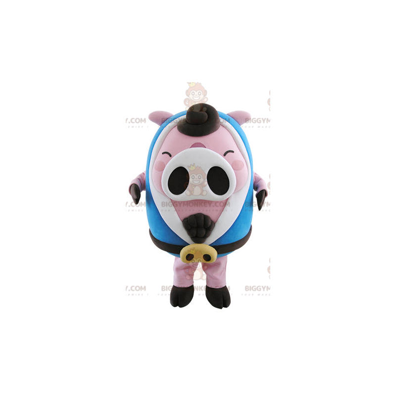 Costume de mascotte BIGGYMONKEY™ de cochon rose et blanc dodu