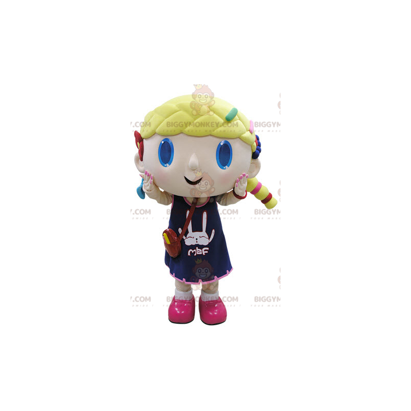 Costume de mascotte BIGGYMONKEY™ de fillette blonde aux yeux