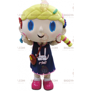 BIGGYMONKEY™ Blonde Blue Eyed Girl Mascot Costume –