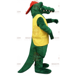 Costume de mascotte BIGGYMONKEY™ de crocodile vert en tenue