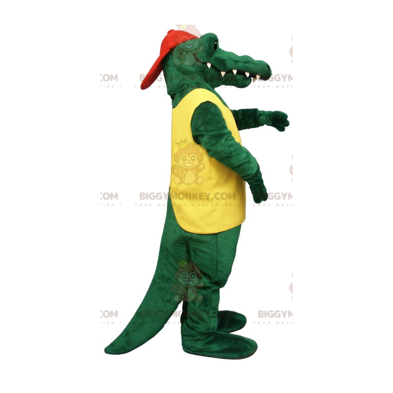 Costume de mascotte BIGGYMONKEY™ de crocodile vert en tenue