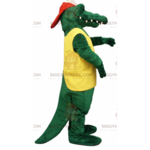 Costume de mascotte BIGGYMONKEY™ de crocodile vert en tenue