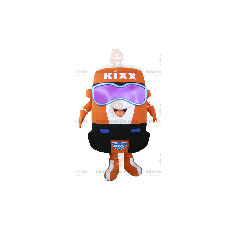 Very Smiling Orange and White Tin BIGGYMONKEY™ Mascot Costume –