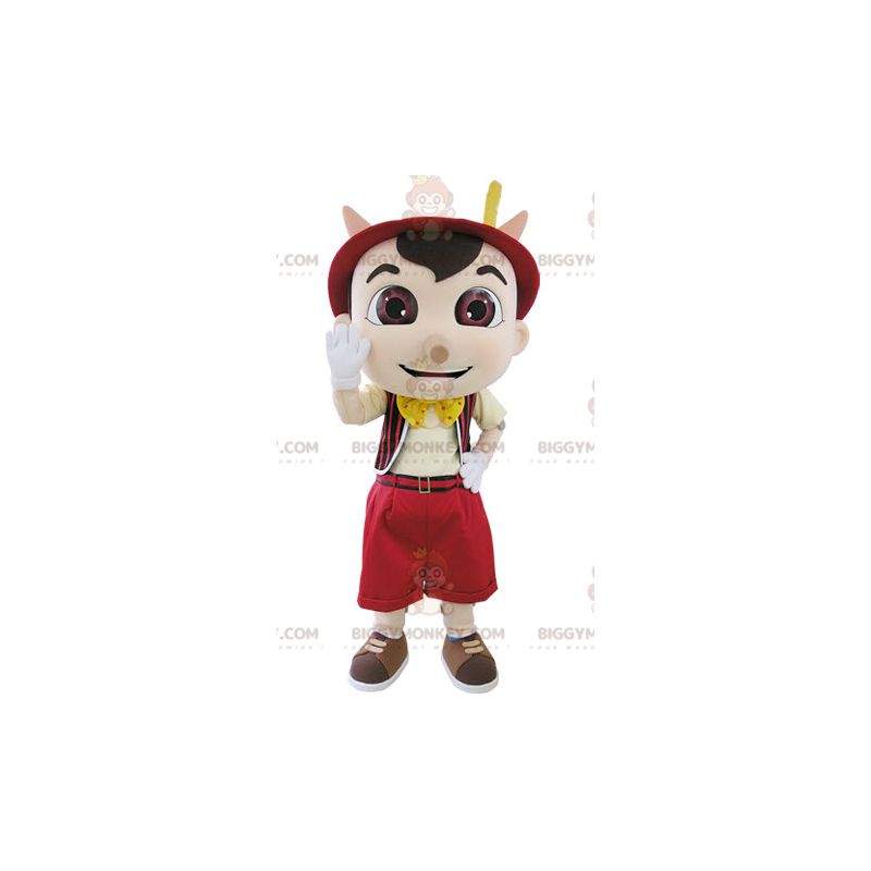 Pinocchio Famous Cartoon Puppet BIGGYMONKEY™ maskottiasu -